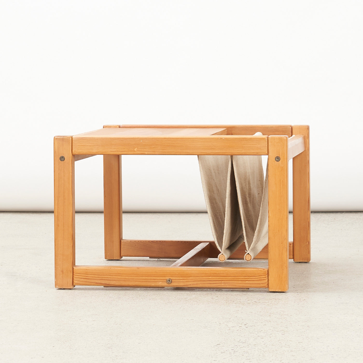 Vintage Pine Side Table w/ Magazine Sling by Karin Mobring in Ikea