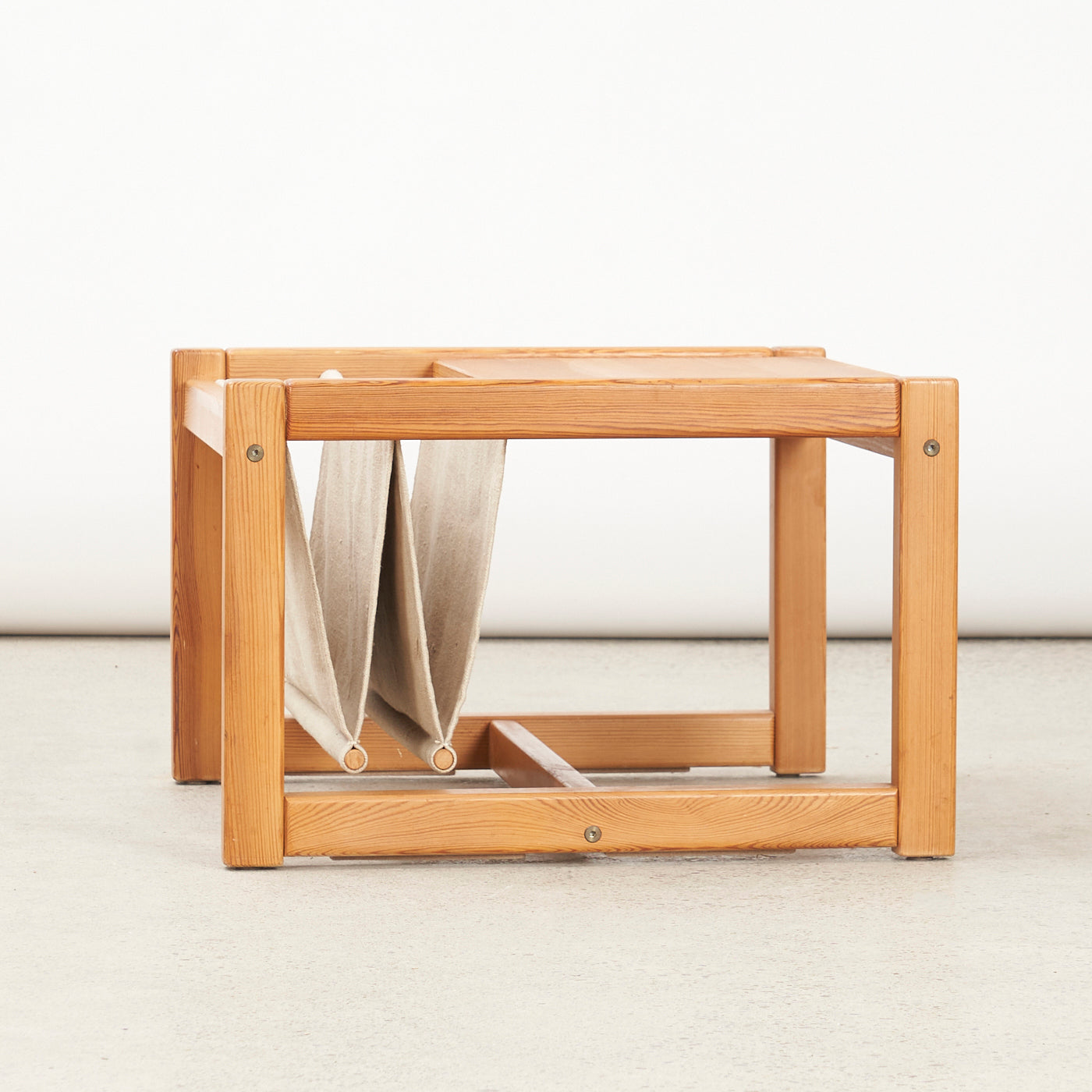 Vintage Pine Side Table w/ Magazine Sling by Karin Mobring in Ikea