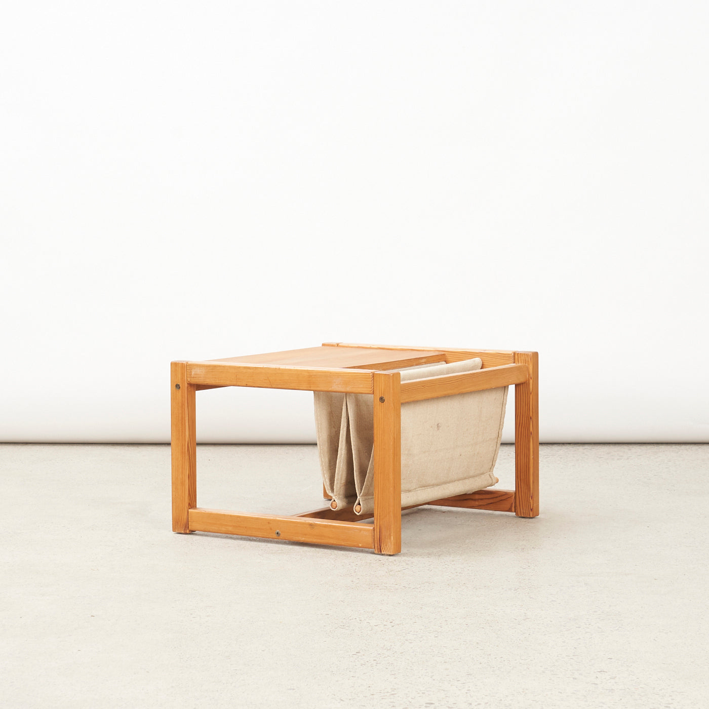 Vintage Pine Side Table w/ Magazine Sling by Karin Mobring in Ikea