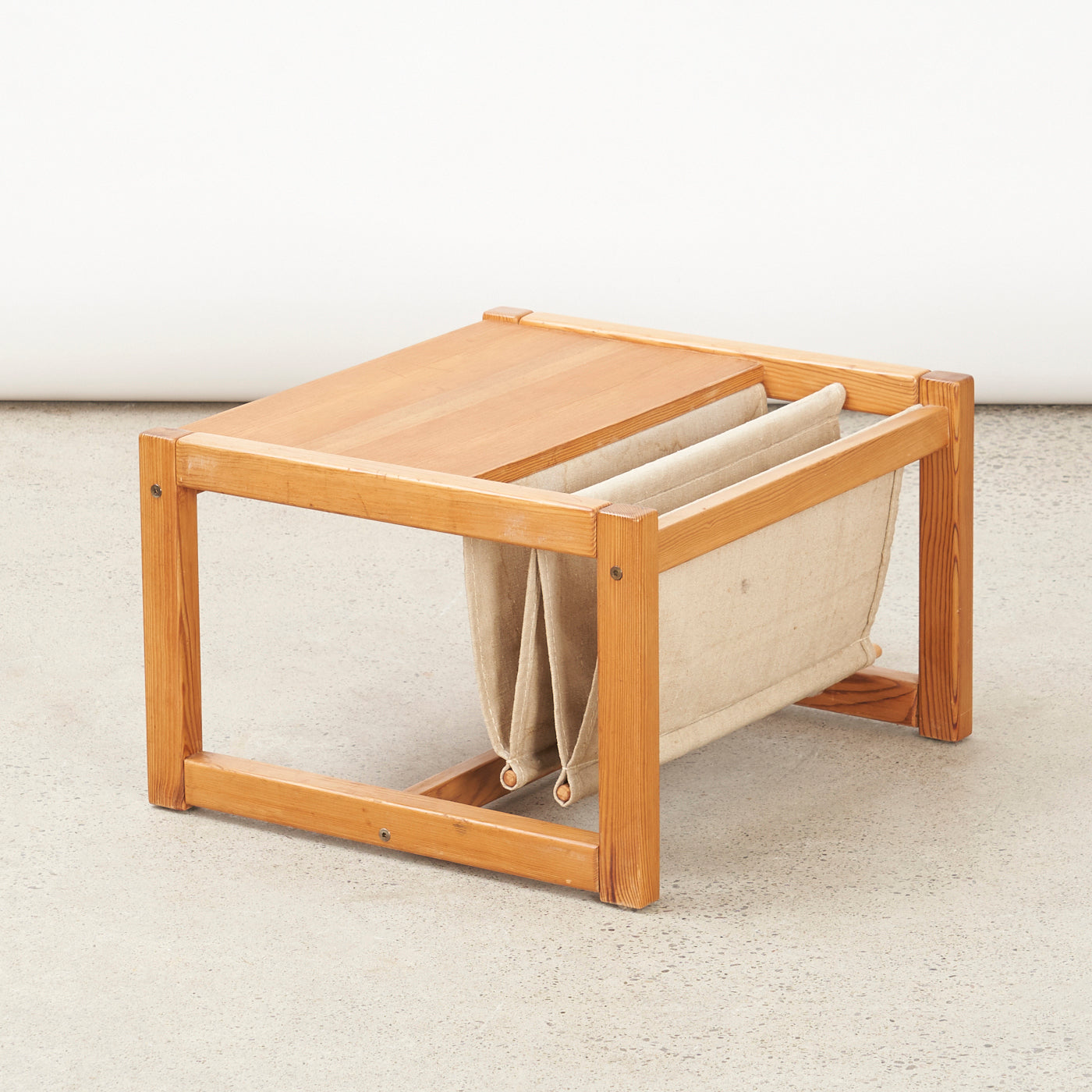 Vintage Pine Side Table w/ Magazine Sling by Karin Mobring in Ikea