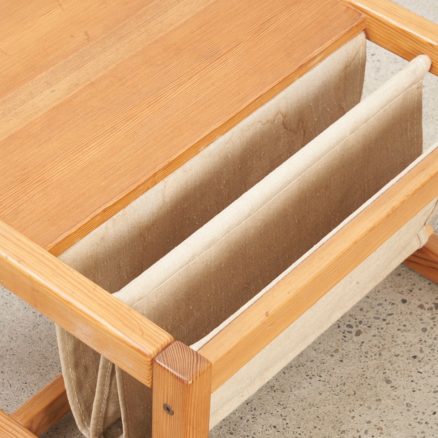 Vintage Pine Side Table w/ Magazine Sling by Karin Mobring in Ikea