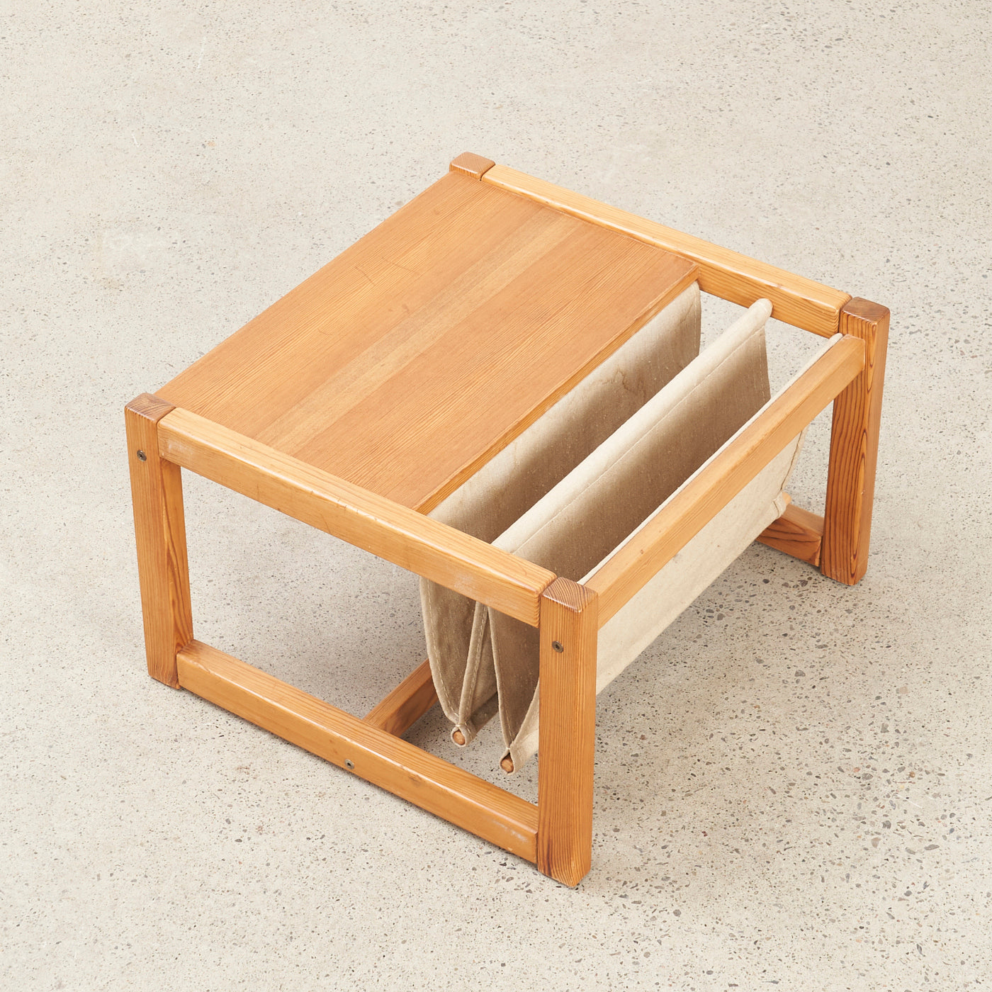 Vintage Pine Side Table w/ Magazine Sling by Karin Mobring in Ikea