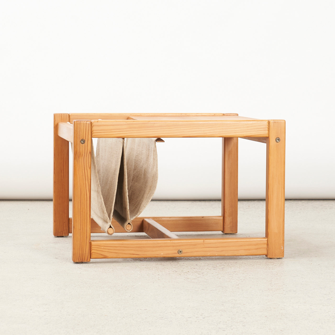 Vintage Pine Side Table w/ Magazine Sling by Karin Mobring in Ikea