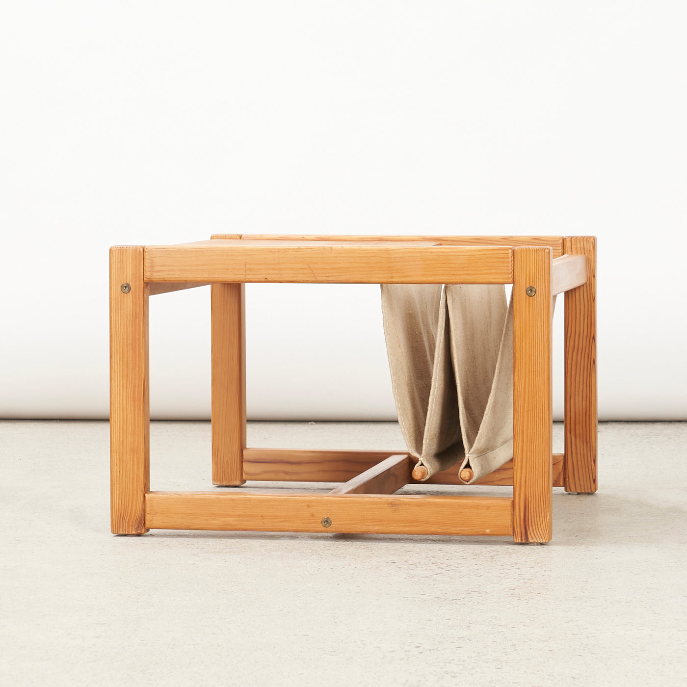 Vintage Pine Side Table w/ Magazine Sling by Karin Mobring in Ikea
