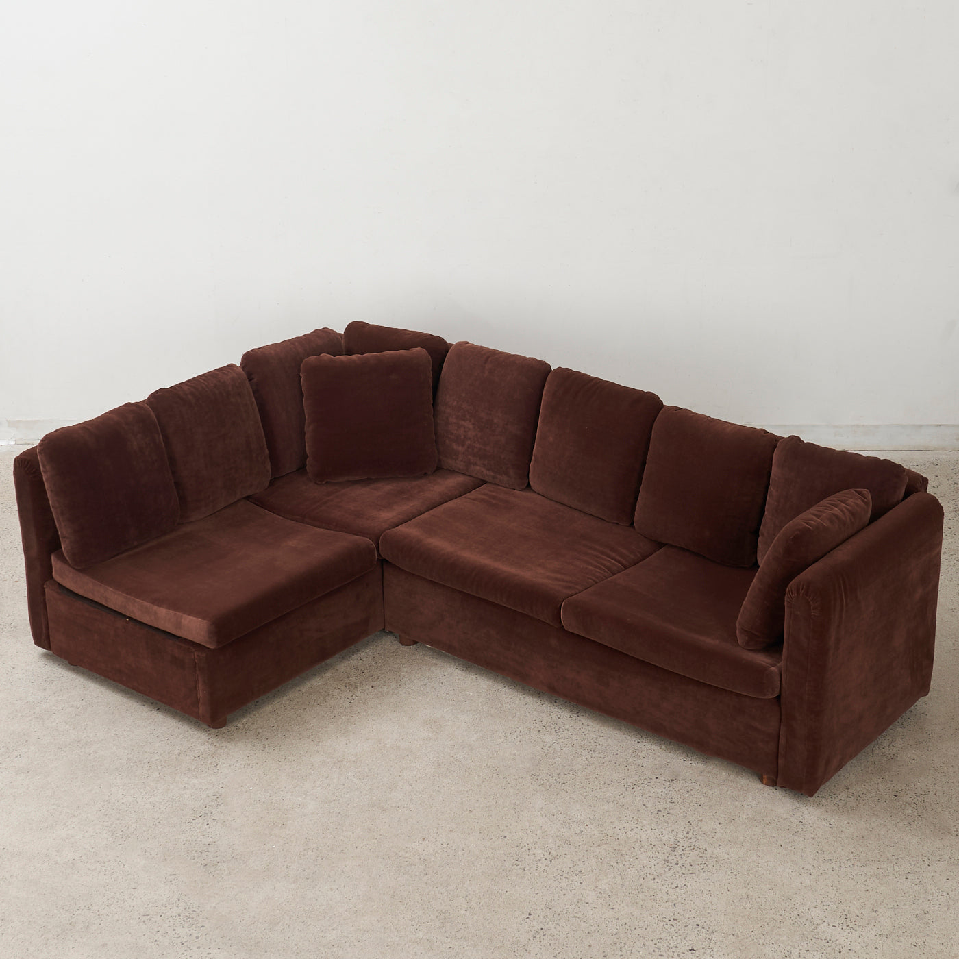 Brown Velvet Sectional Sofa by Swedfurn