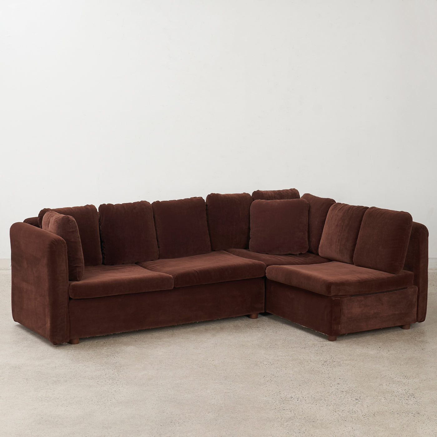 Brown Velvet Sectional Sofa by Swedfurn