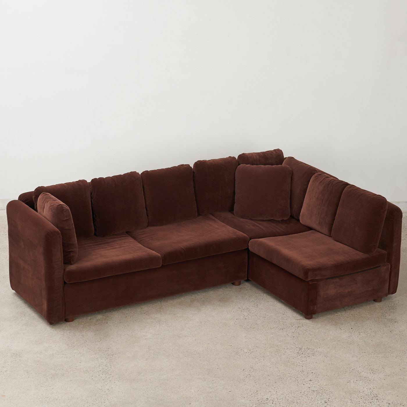 Brown Velvet Sectional Sofa by Swedfurn