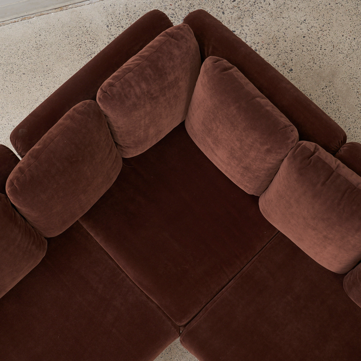 Brown Velvet Sectional Sofa by Swedfurn