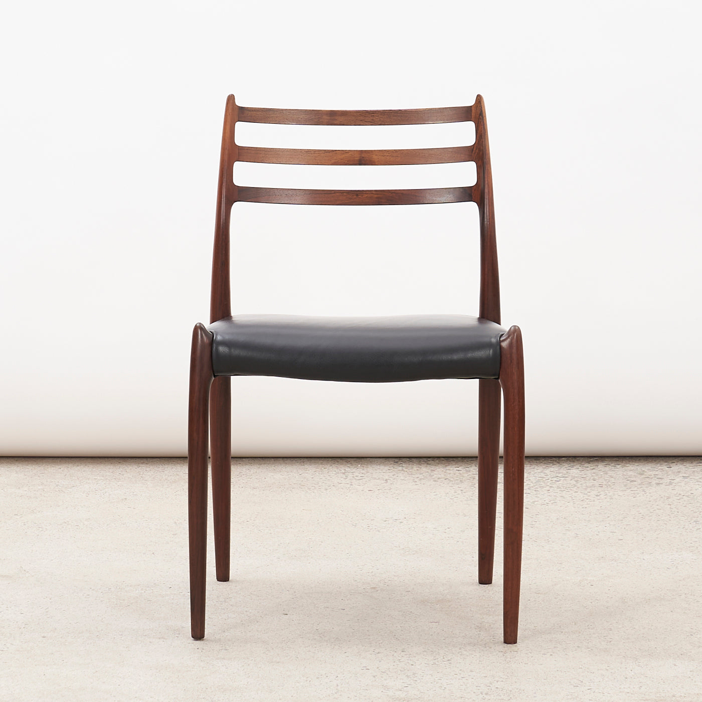 Set of 4 Rosewood & Black Leather 'Model 78' Dining Chairs by Niels O. Møller for J.L. Møller, Denmark