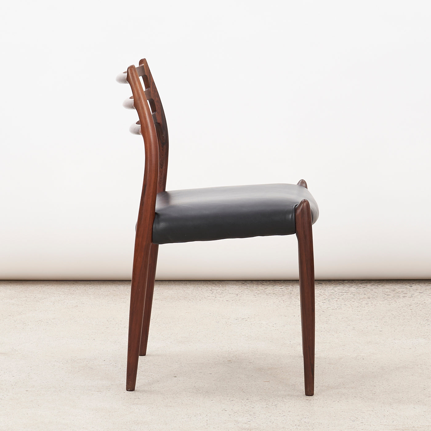 Set of 4 Rosewood & Black Leather 'Model 78' Dining Chairs by Niels O. Møller for J.L. Møller, Denmark