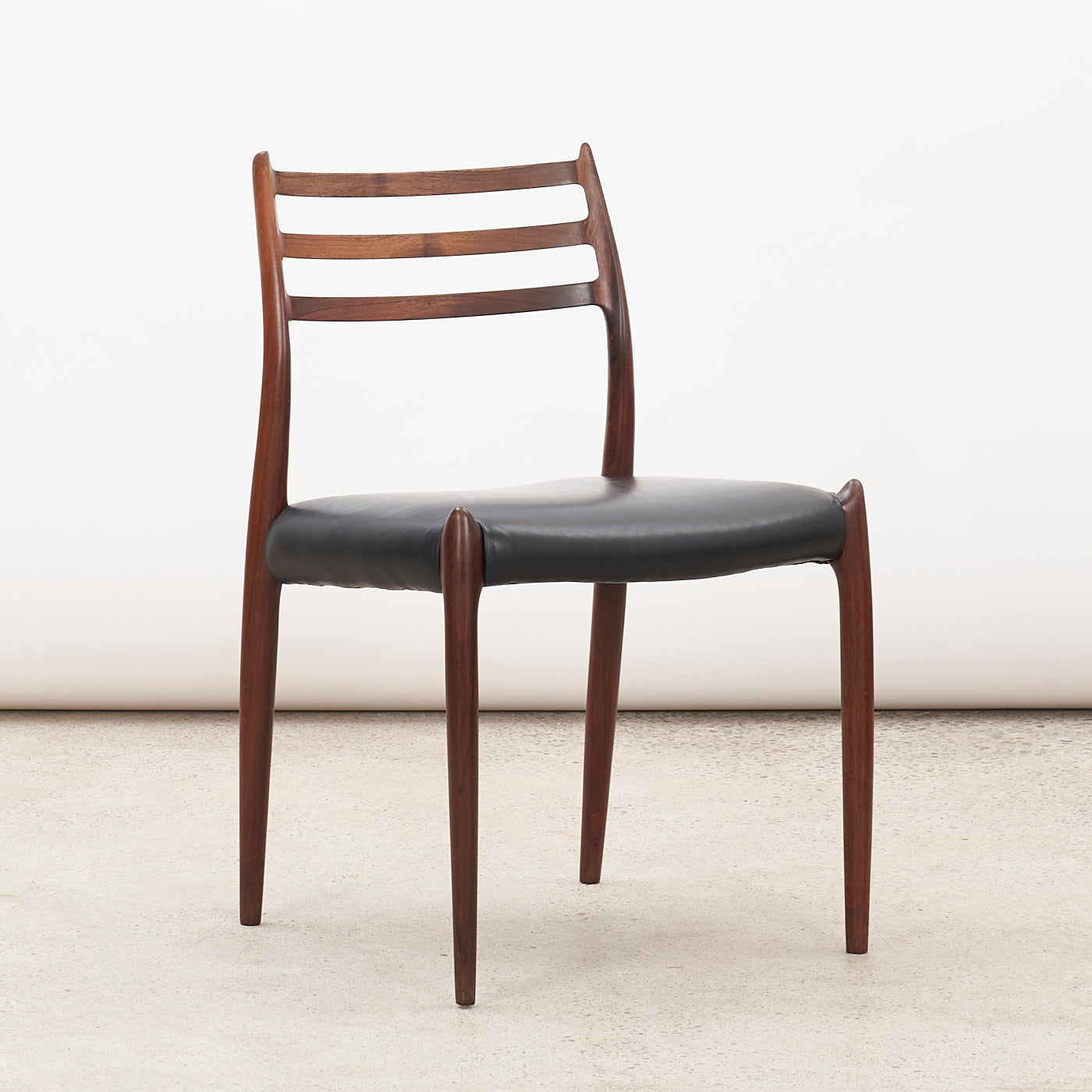 Set of 4 Rosewood & Black Leather 'Model 78' Dining Chairs by Niels O. Møller for J.L. Møller, Denmark