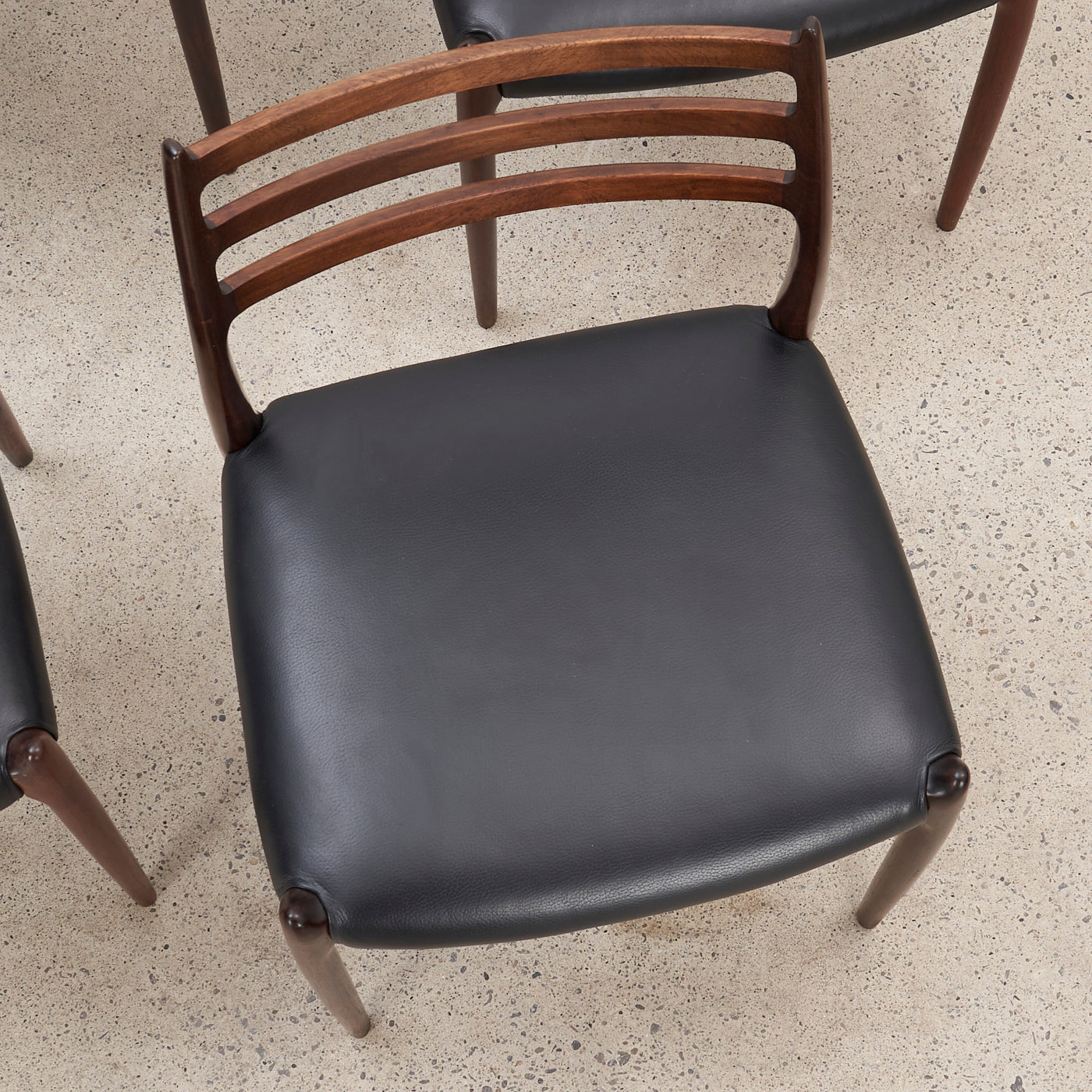 Set of 4 Rosewood & Black Leather 'Model 78' Dining Chairs by Niels O. Møller for J.L. Møller, Denmark