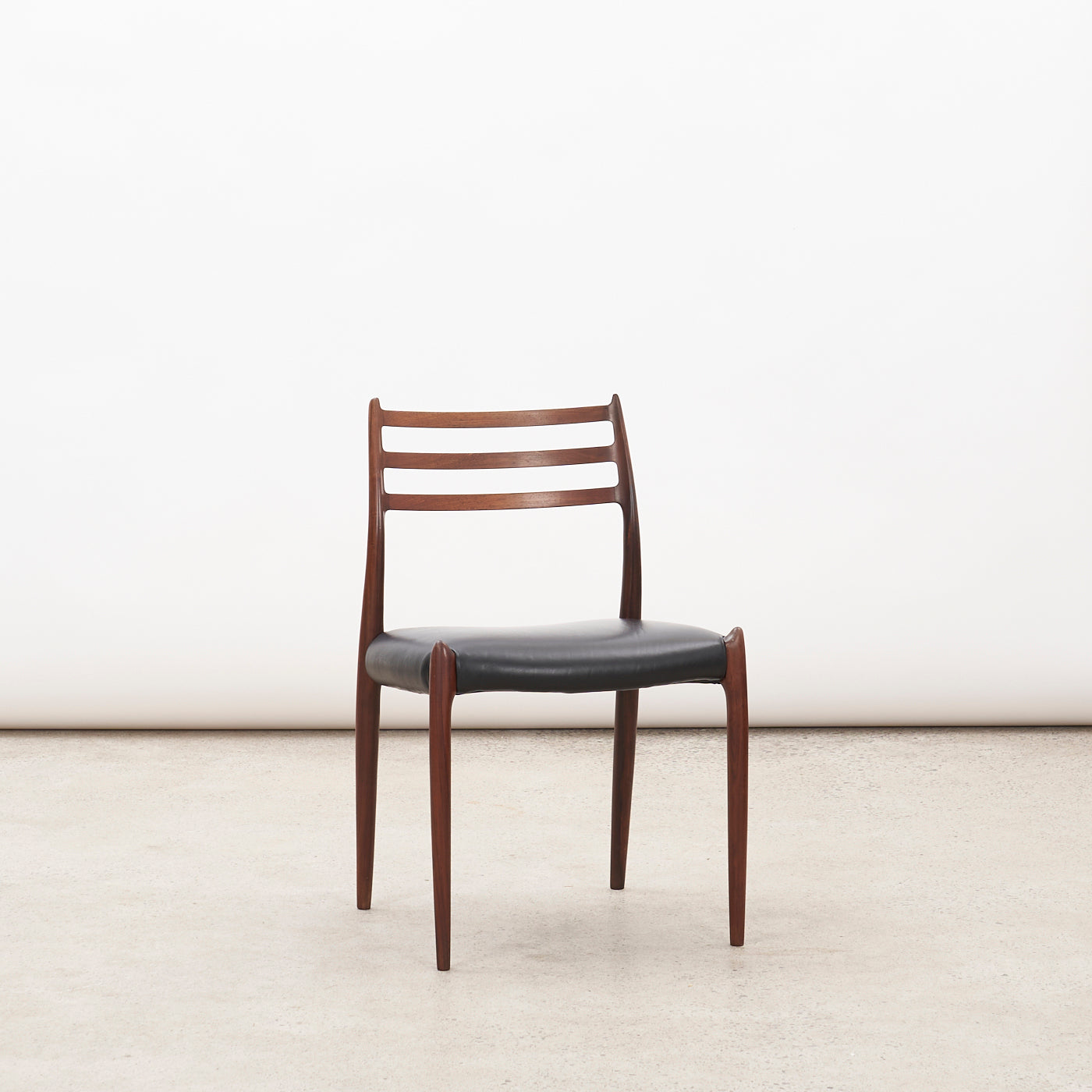 Set of 4 Rosewood & Black Leather 'Model 78' Dining Chairs by Niels O. Møller for J.L. Møller, Denmark