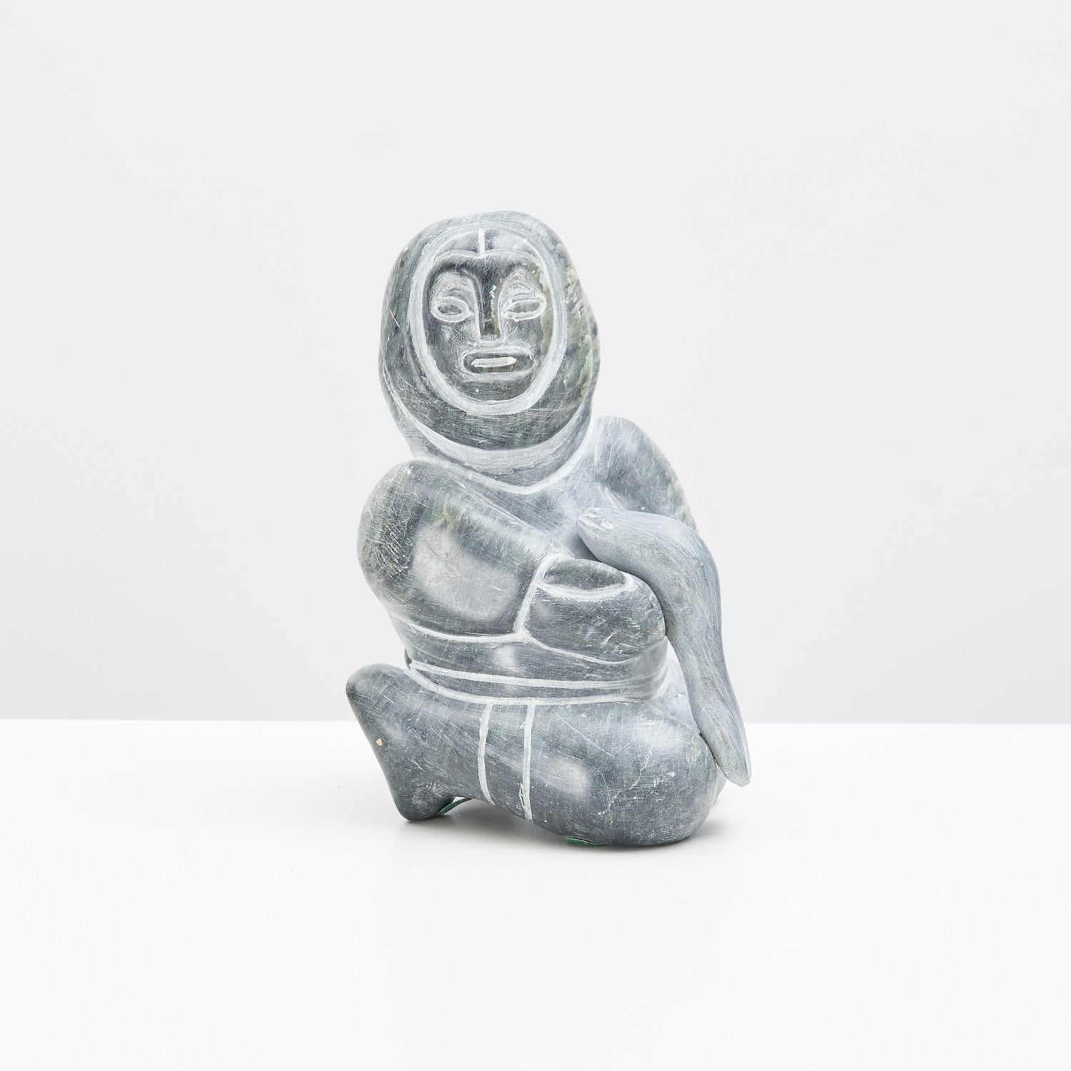 Carved Soapstone Fisher Figure