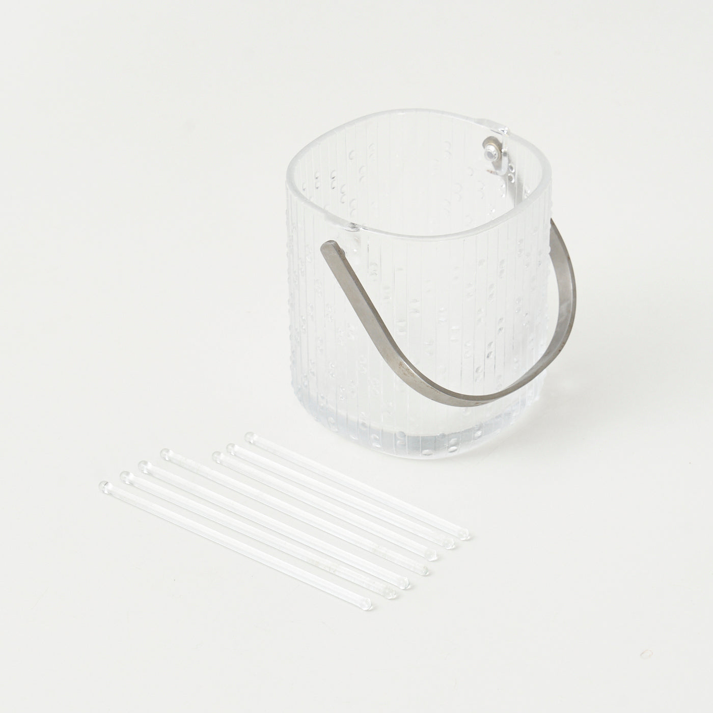 Vintage Glass Ice Bucket w/ Stir Sticks