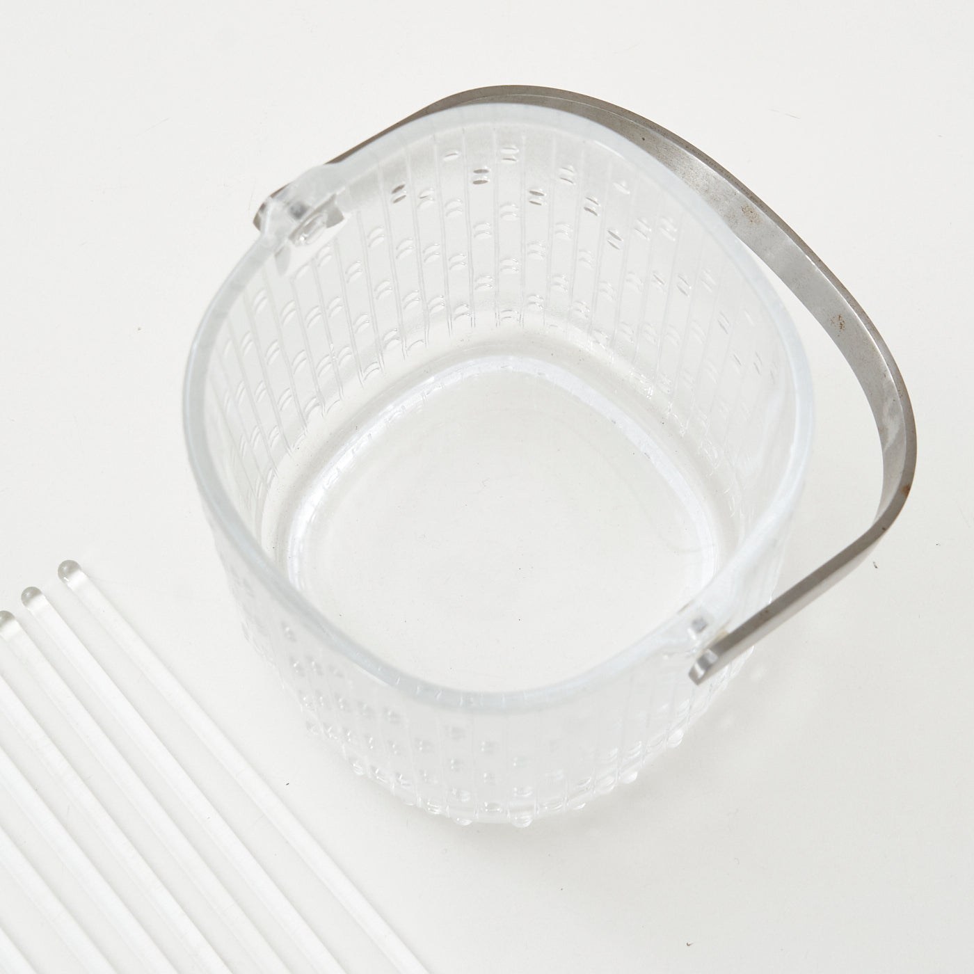 Vintage Glass Ice Bucket w/ Stir Sticks