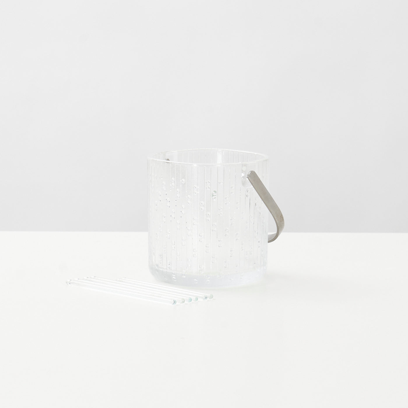 Vintage Glass Ice Bucket w/ Stir Sticks