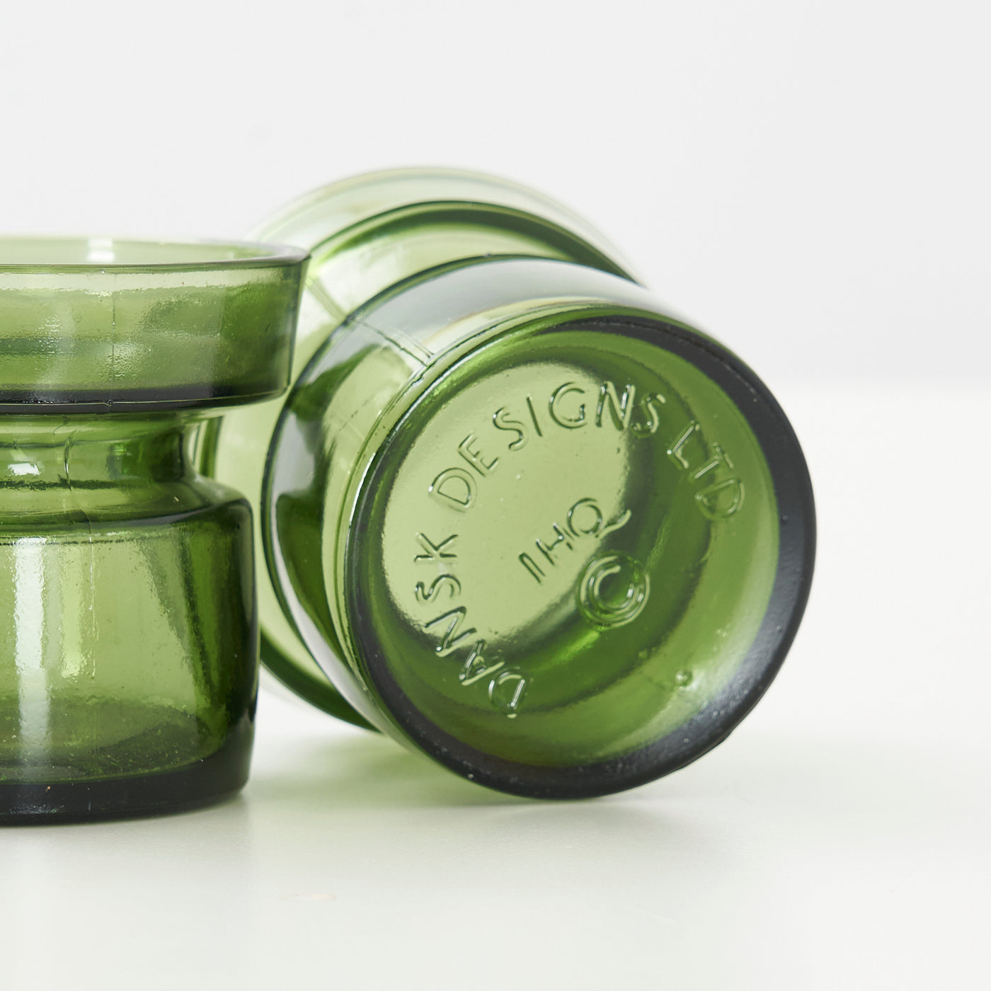 Pair of Vintage Glass Candle Holders by Dansk, Denmark