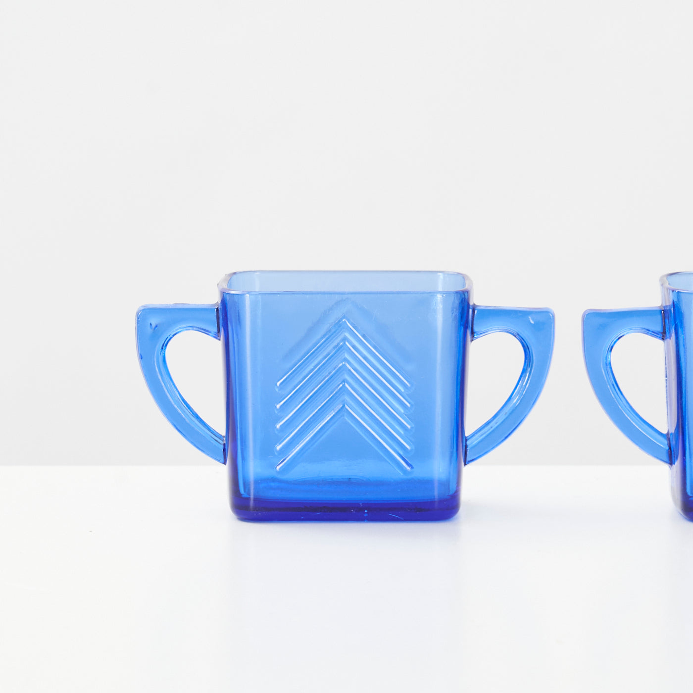 Set of 3 Glass Chevron Saucers by Hazel Atlas, USA