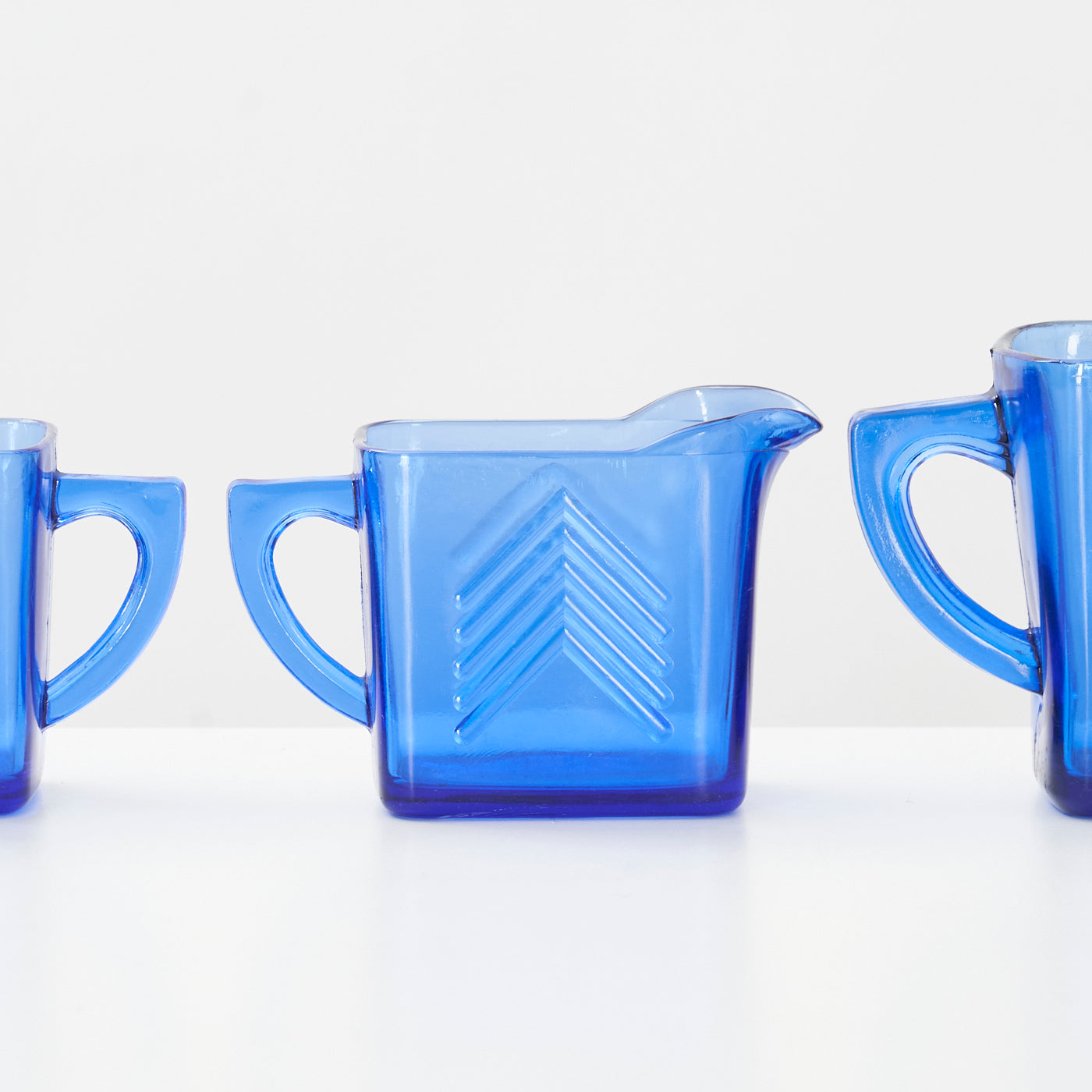 Set of 3 Glass Chevron Saucers by Hazel Atlas, USA