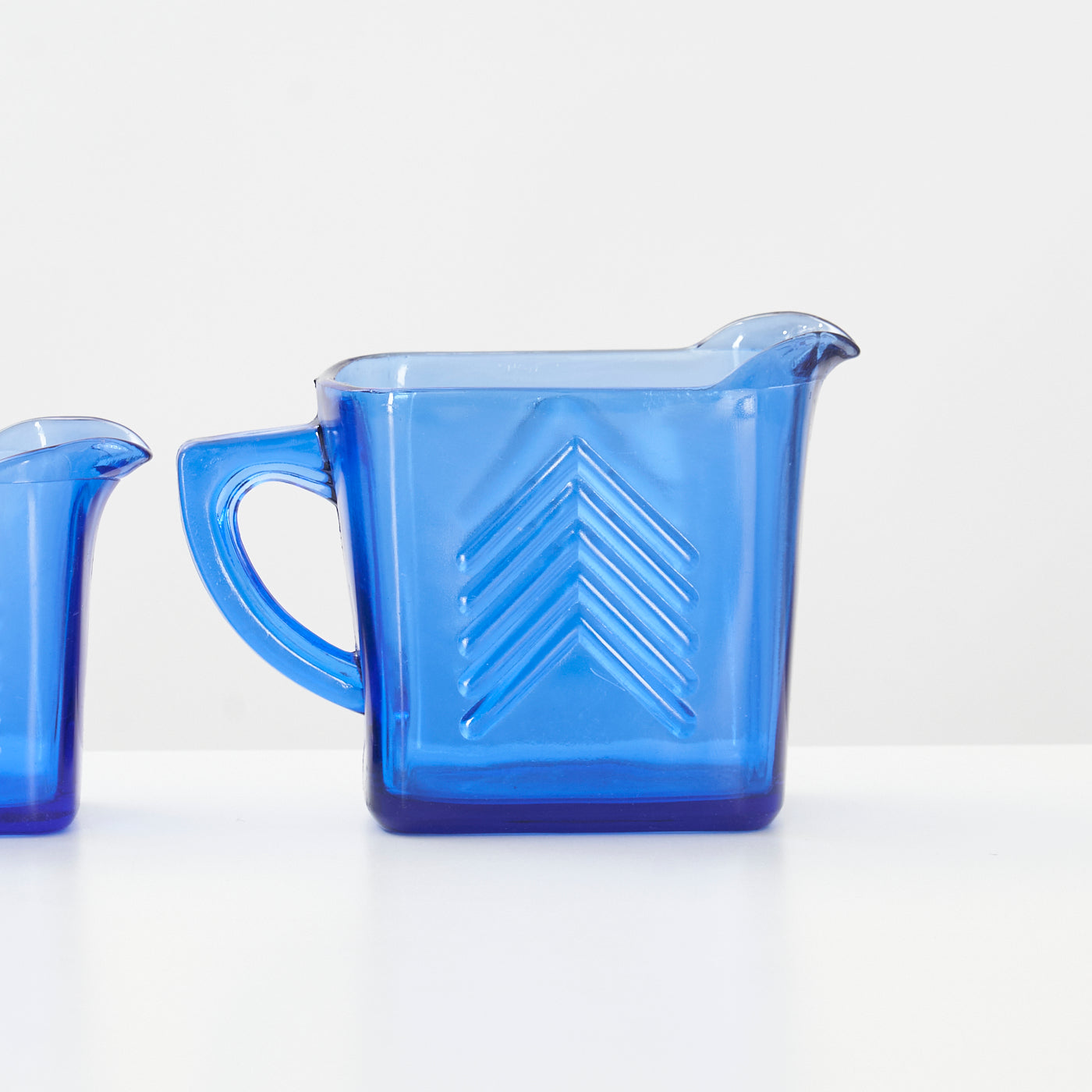 Set of 3 Glass Chevron Saucers by Hazel Atlas, USA