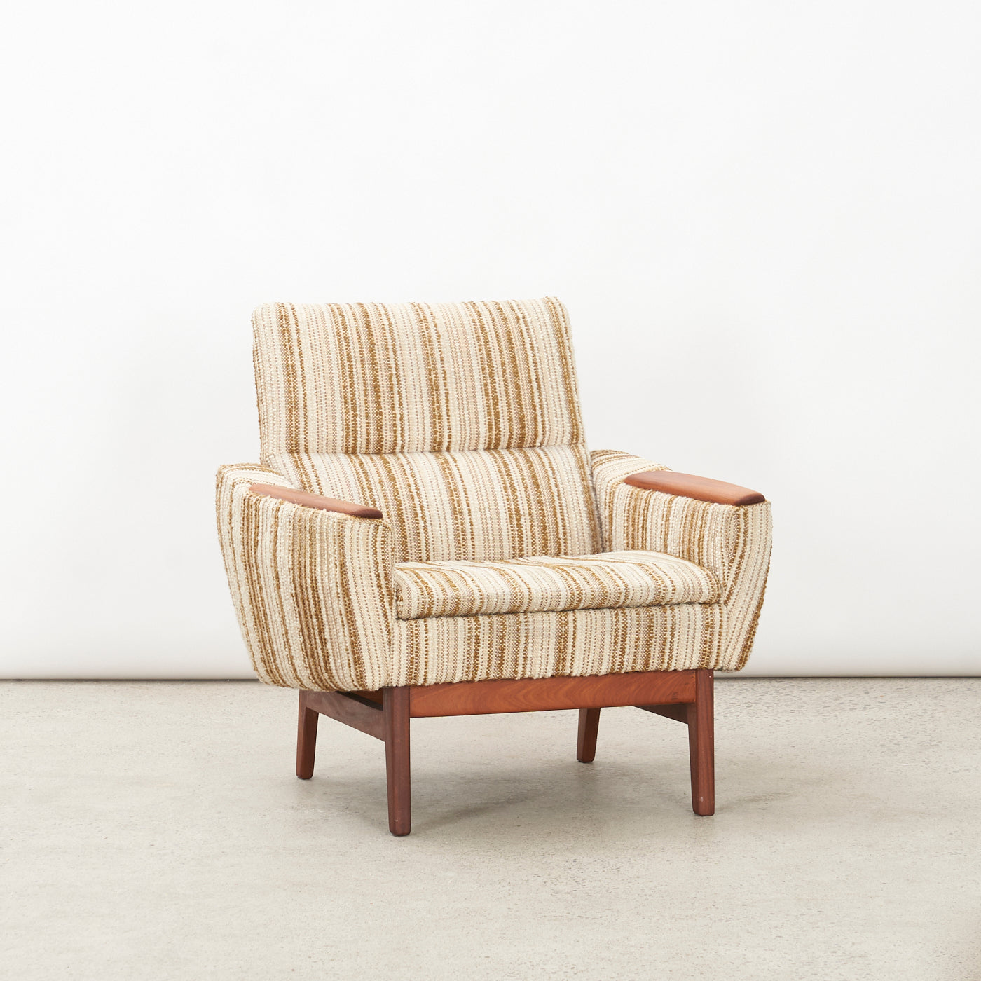 Upholstered Teak Lounge Chair