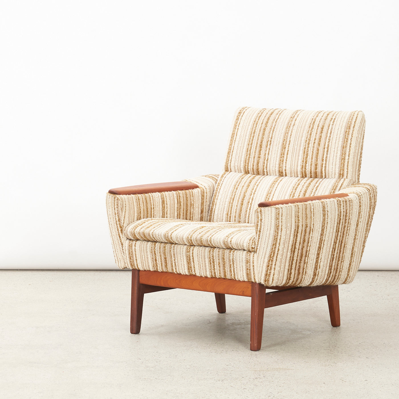 Upholstered Teak Lounge Chair