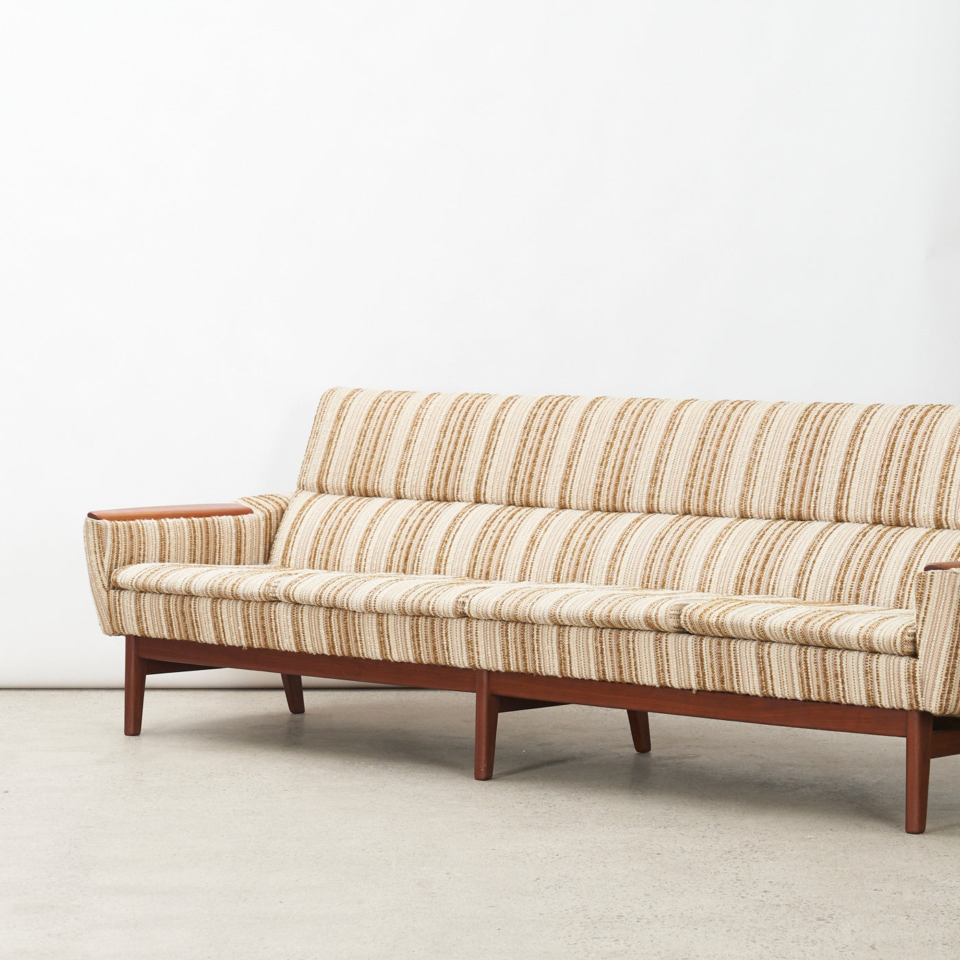 Upholstered Teak 4-Seater Sofa