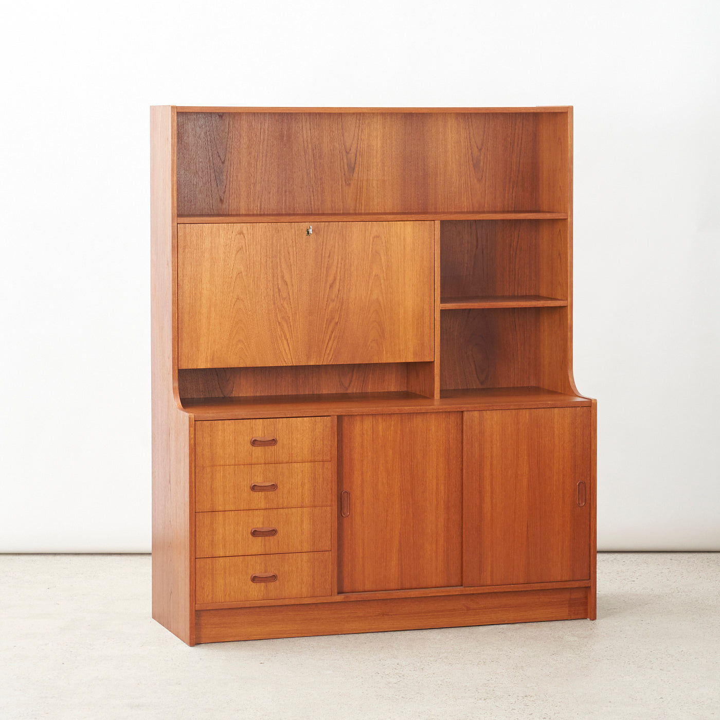 Teak Bookcase w/ Drop-Down Cabinet, Denmark