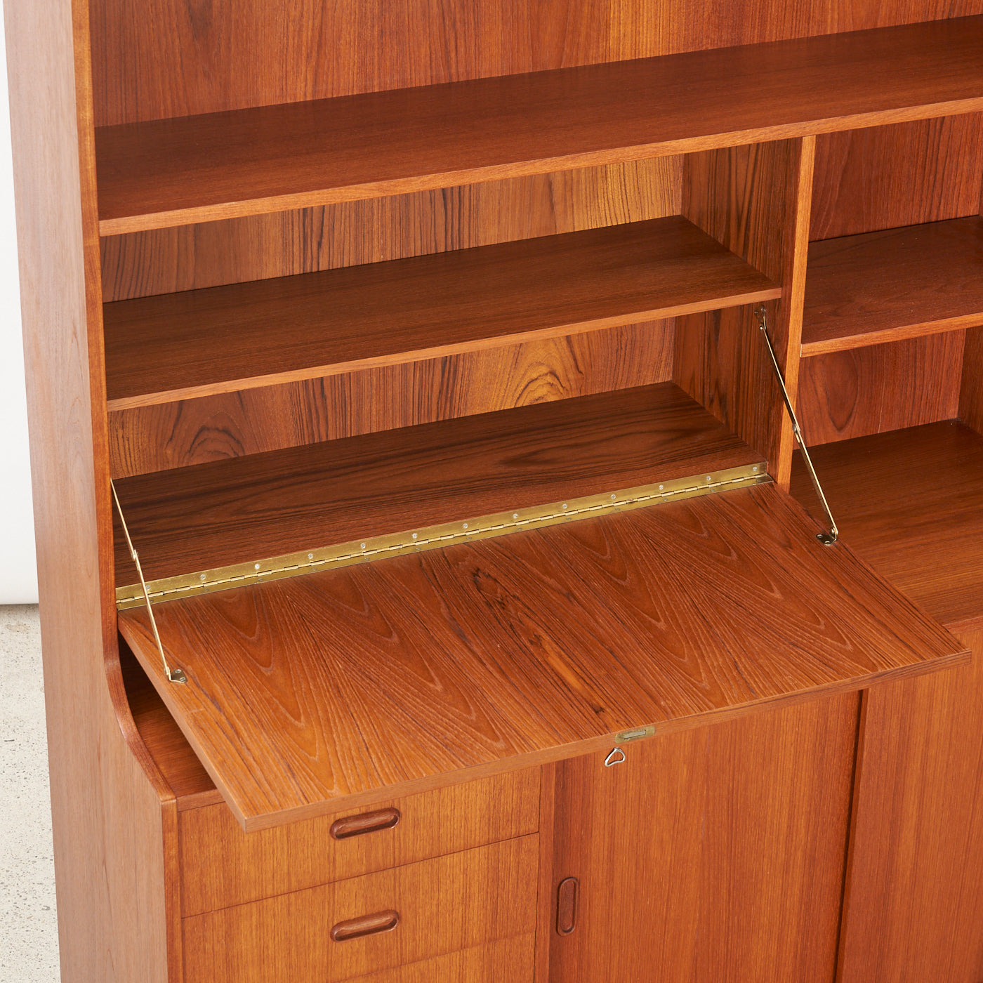 Teak Bookcase w/ Drop-Down Cabinet, Denmark