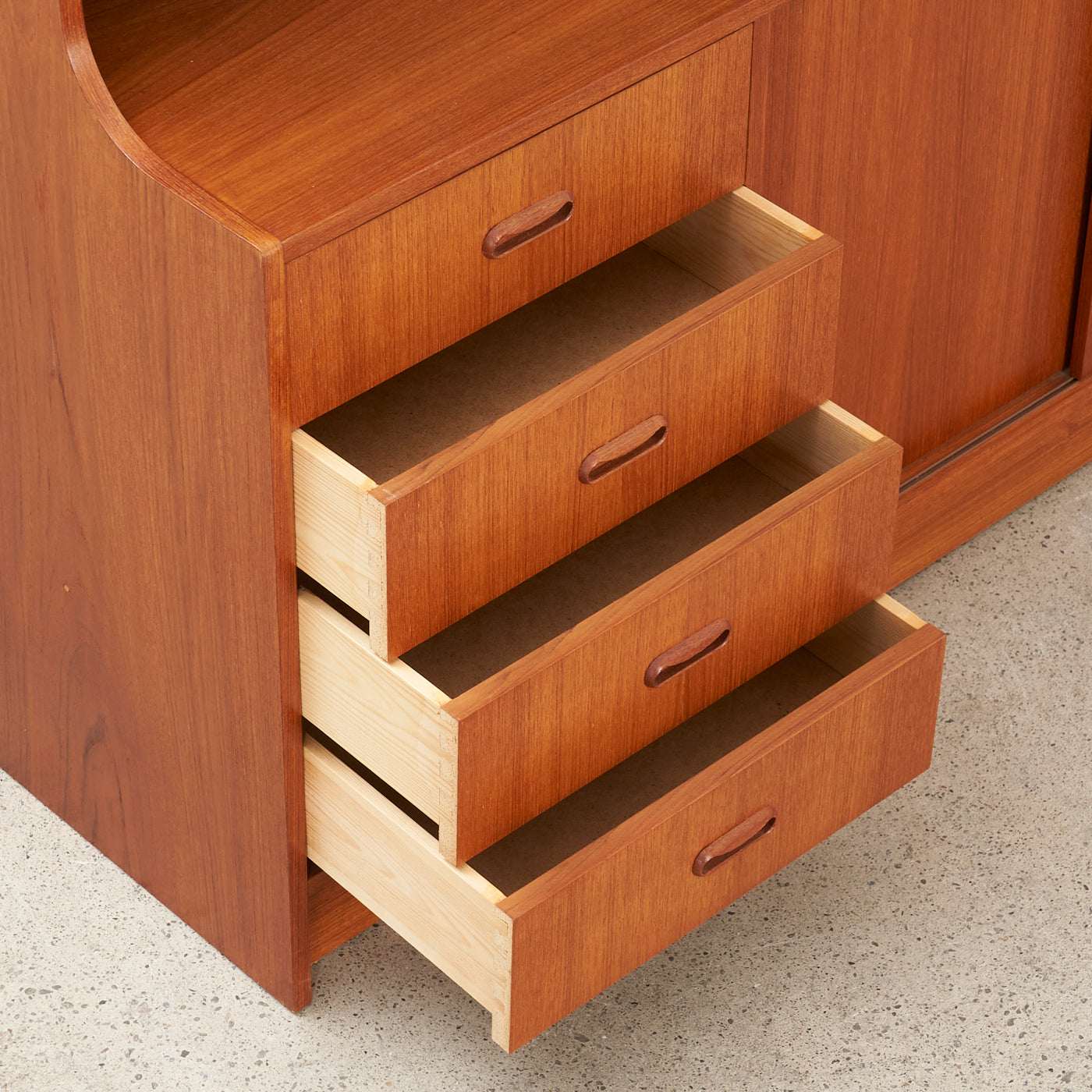 Teak Bookcase w/ Drop-Down Cabinet, Denmark