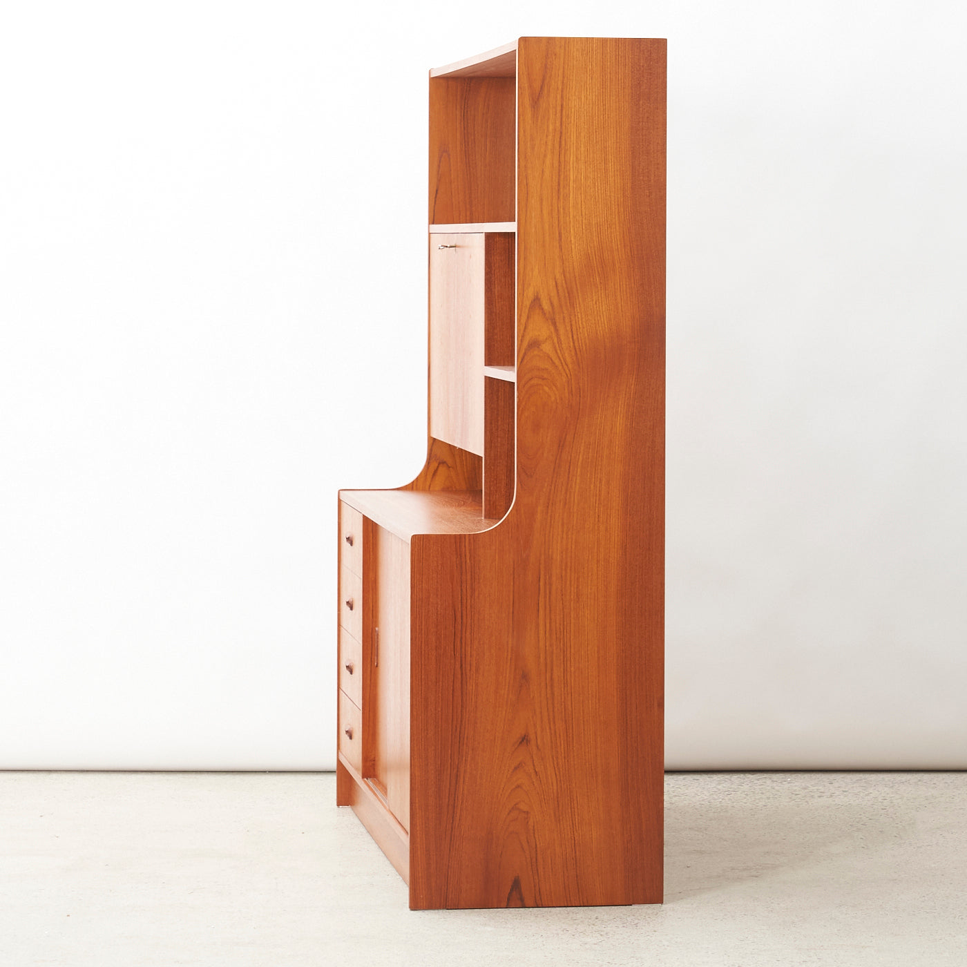 Teak Bookcase w/ Drop-Down Cabinet, Denmark