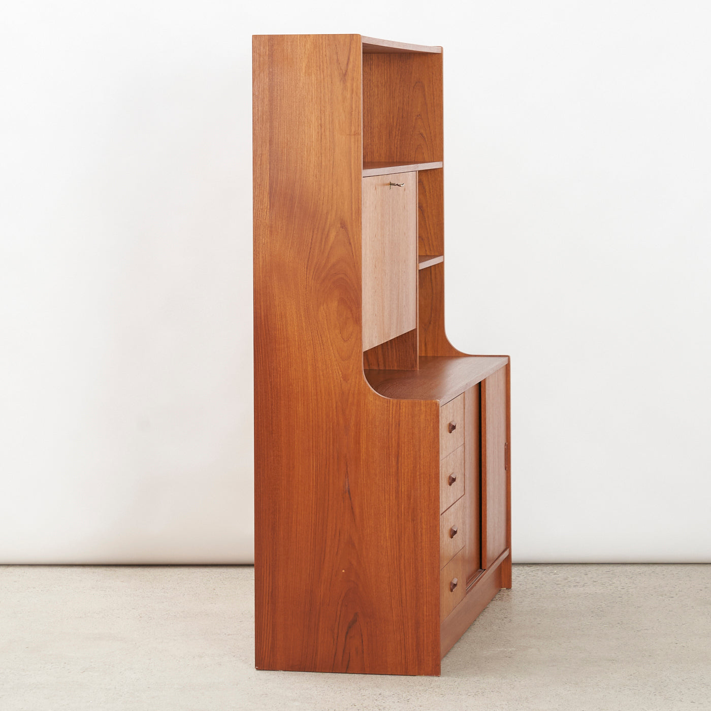 Teak Bookcase w/ Drop-Down Cabinet, Denmark