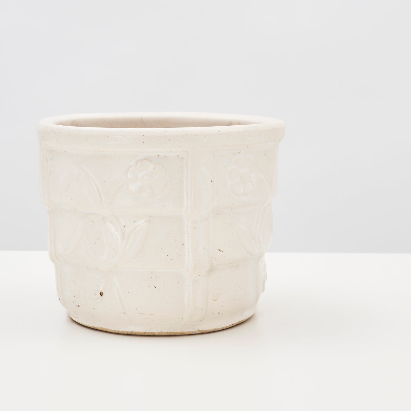 Ceramic Pot w/ Floral Decoration