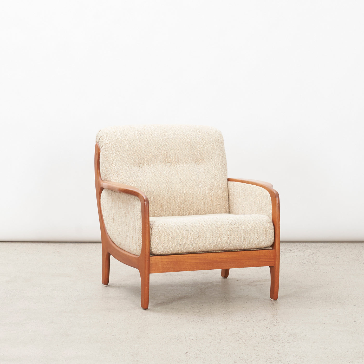 Upholstered Teak Lounge Chair