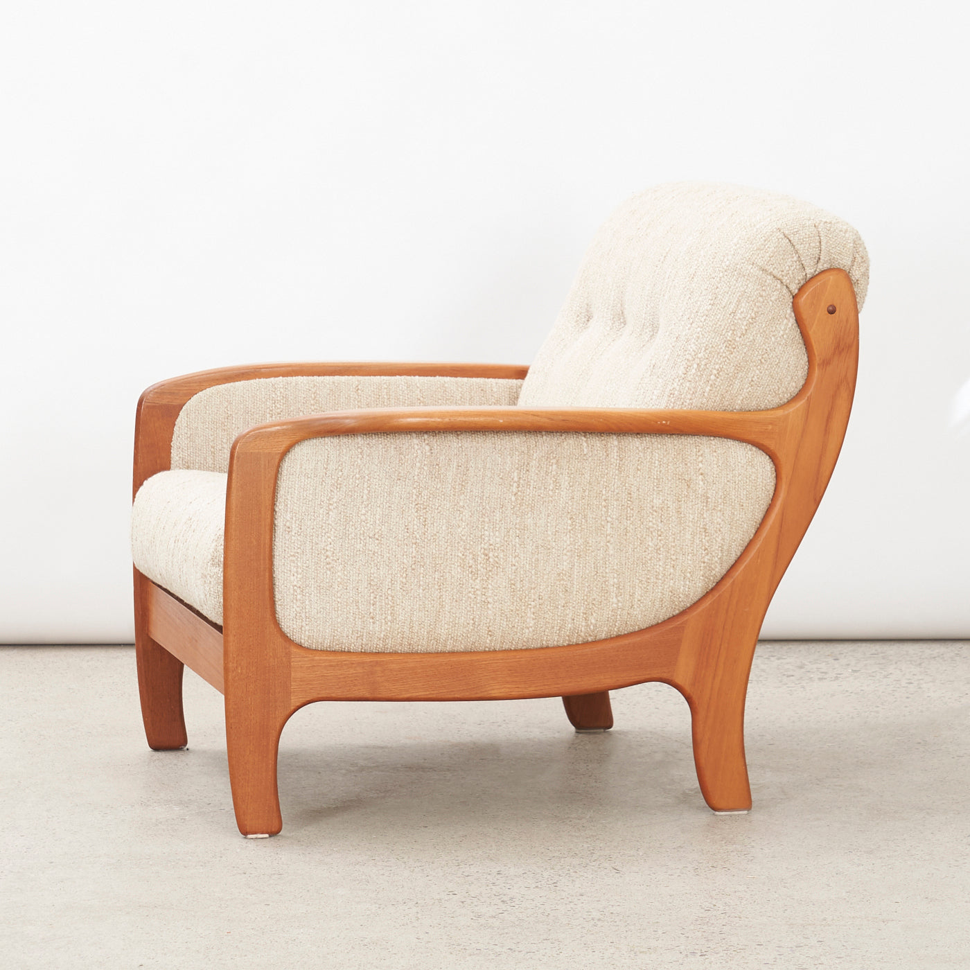 Upholstered Teak Lounge Chair