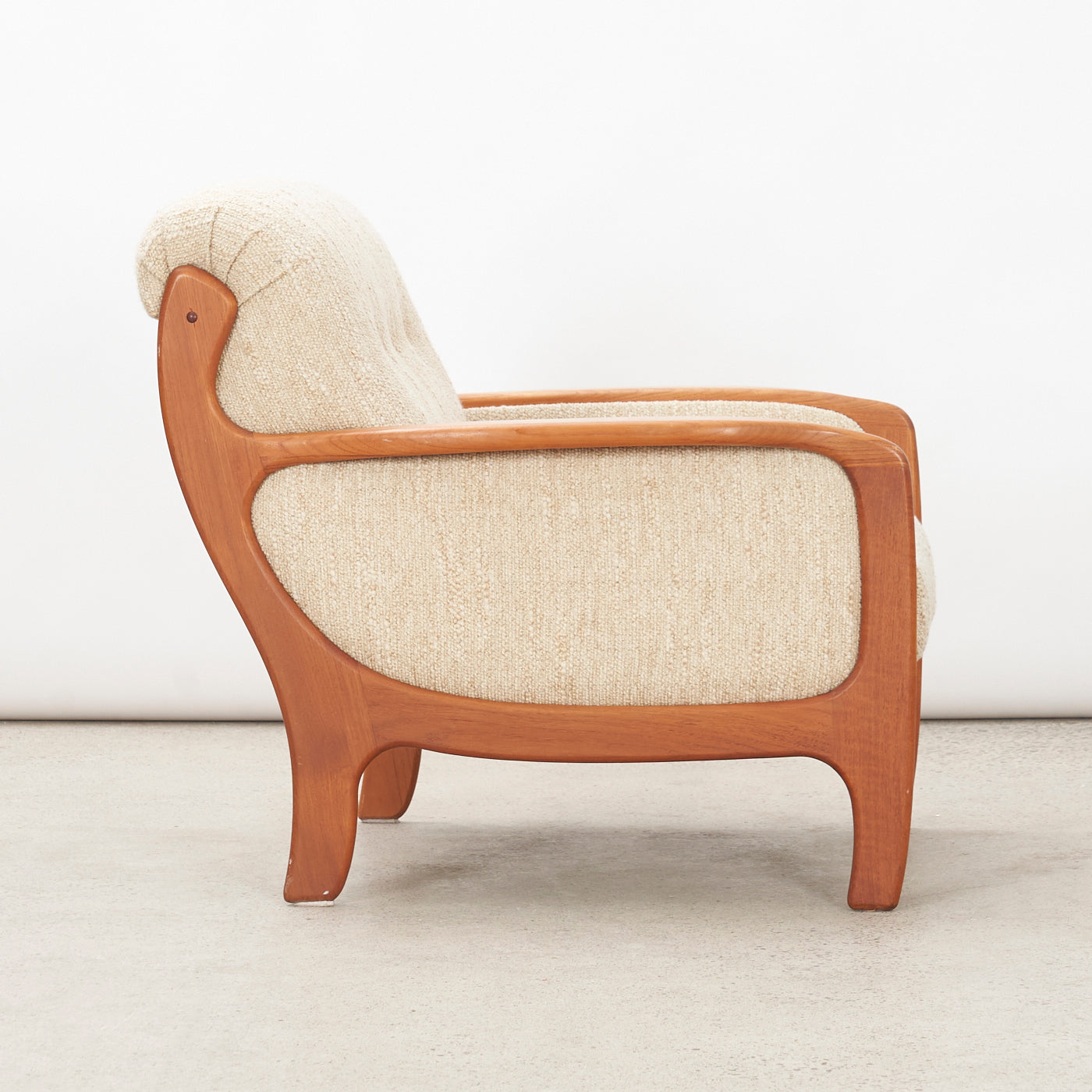 Upholstered Teak Lounge Chair