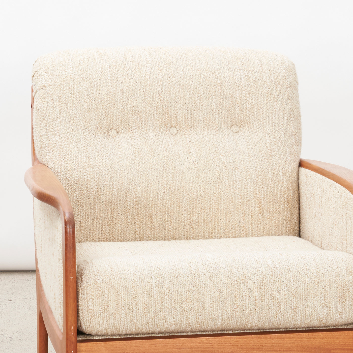 Upholstered Teak Lounge Chair