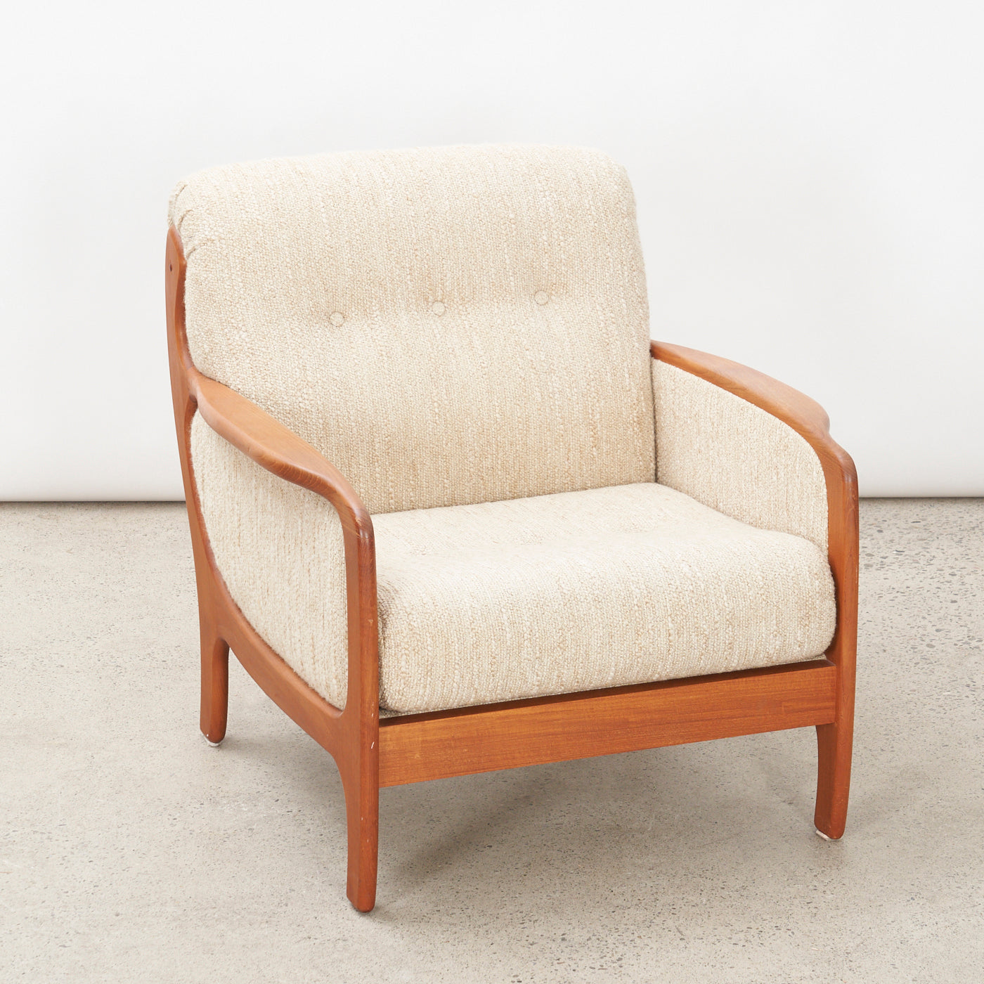 Upholstered Teak Lounge Chair