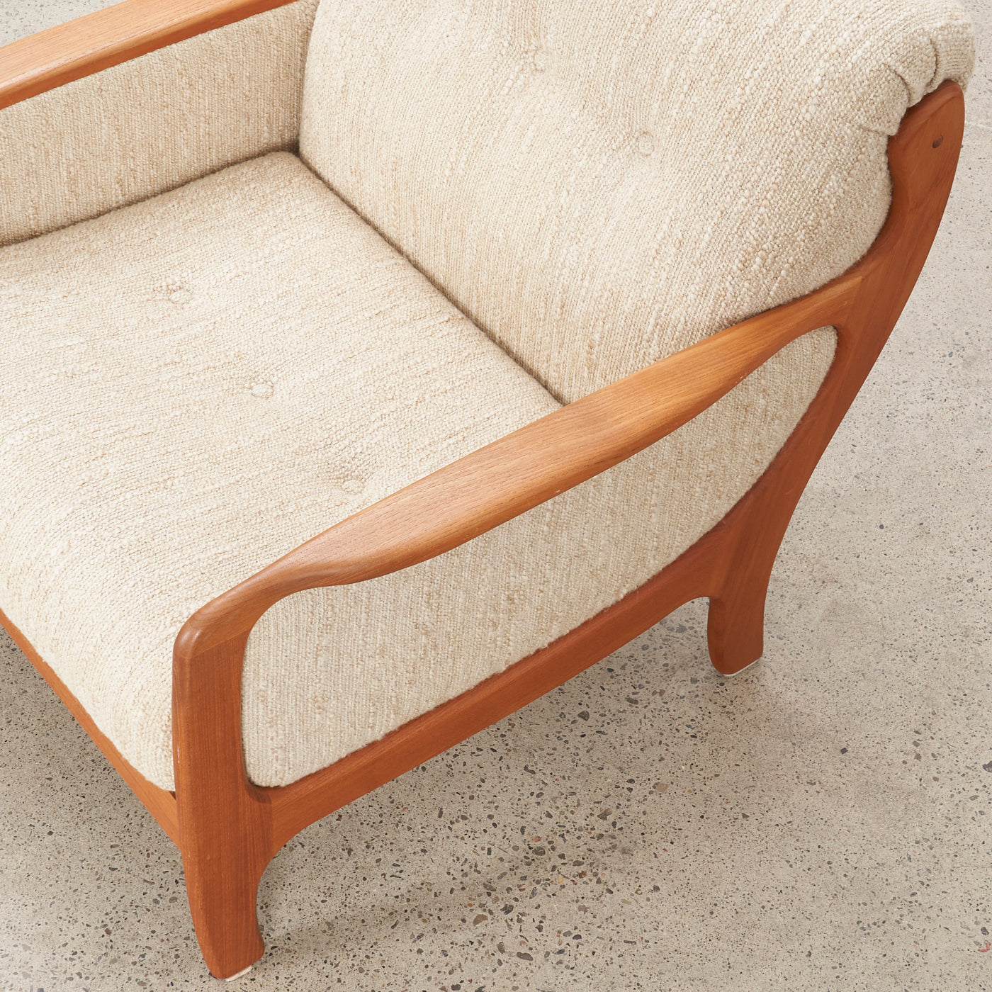 Upholstered Teak Lounge Chair