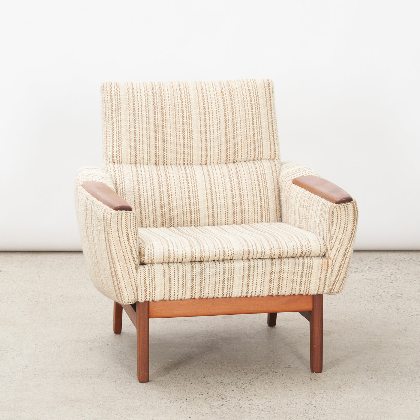 Upholstered Teak Lounge Chair
