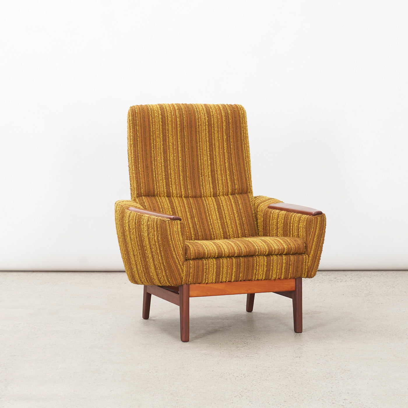 Upholstered Teak Lounge Chair w/ Ottoman