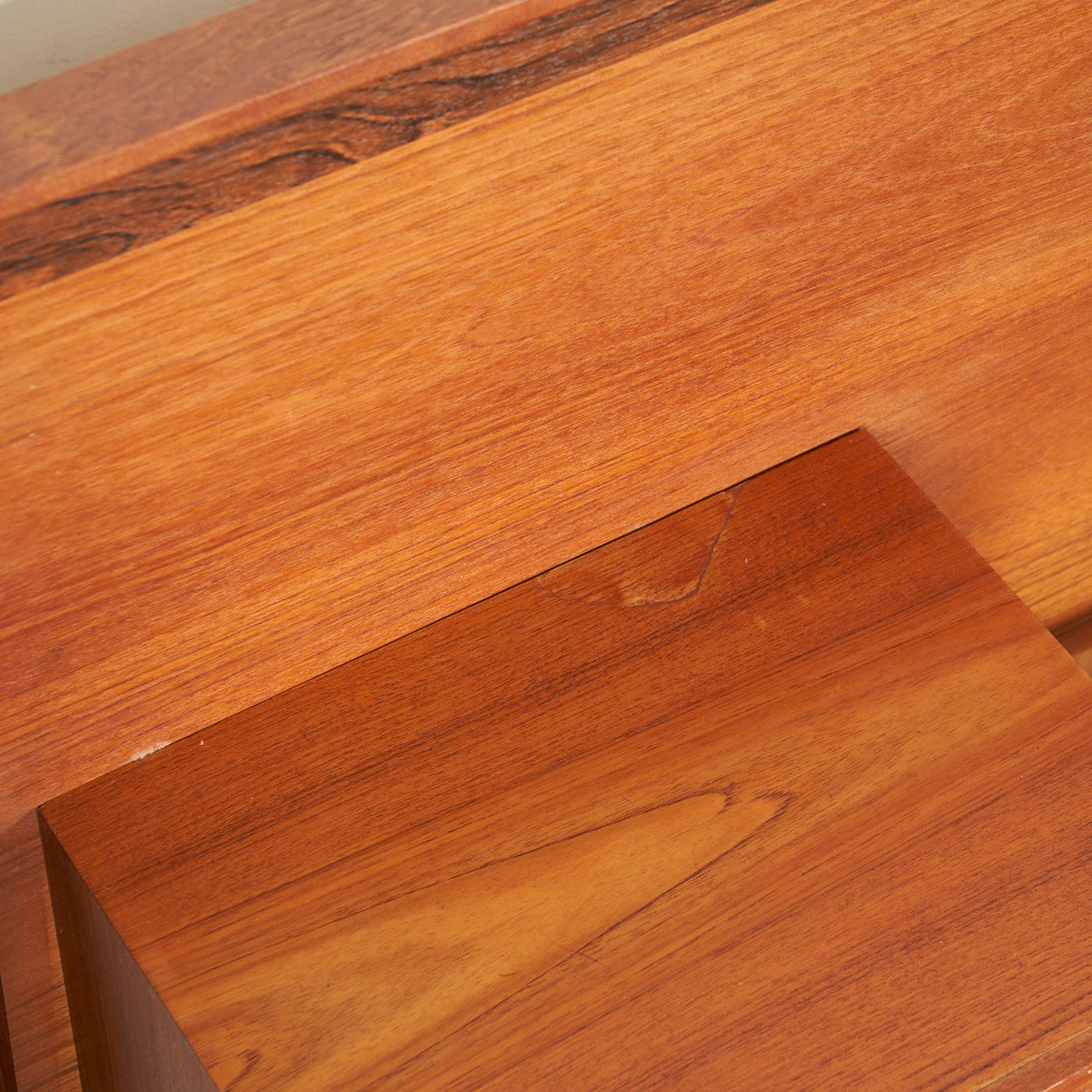 Teak & Rosewood Queen Bed w/ Floating Nightstands