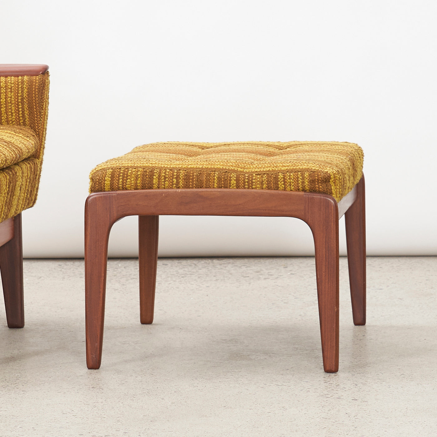 Upholstered Teak Lounge Chair w/ Ottoman