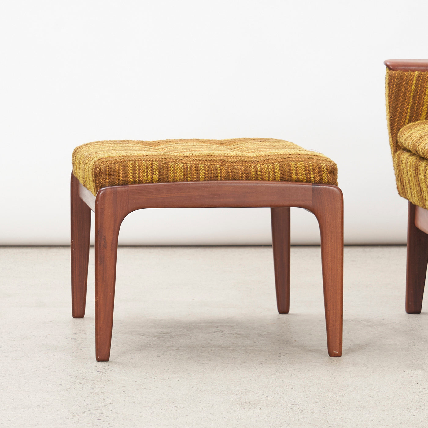 Upholstered Teak Lounge Chair w/ Ottoman