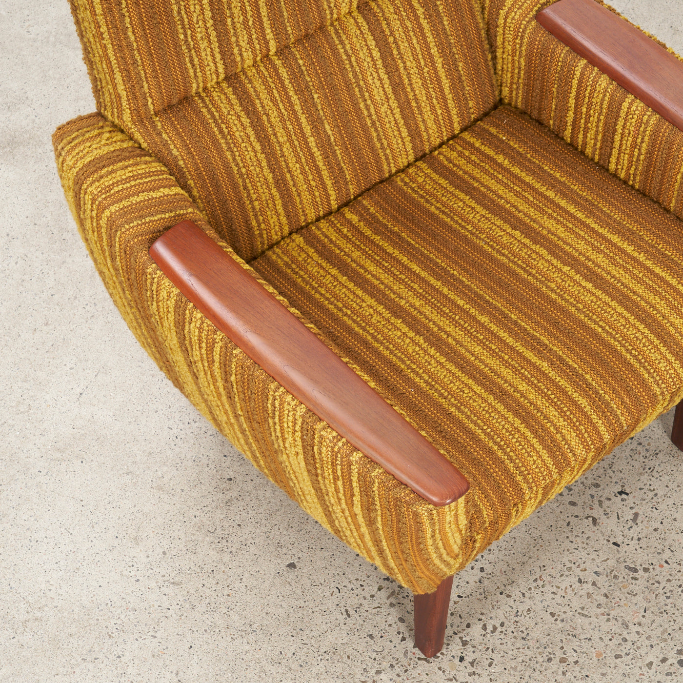 Upholstered Teak Lounge Chair w/ Ottoman