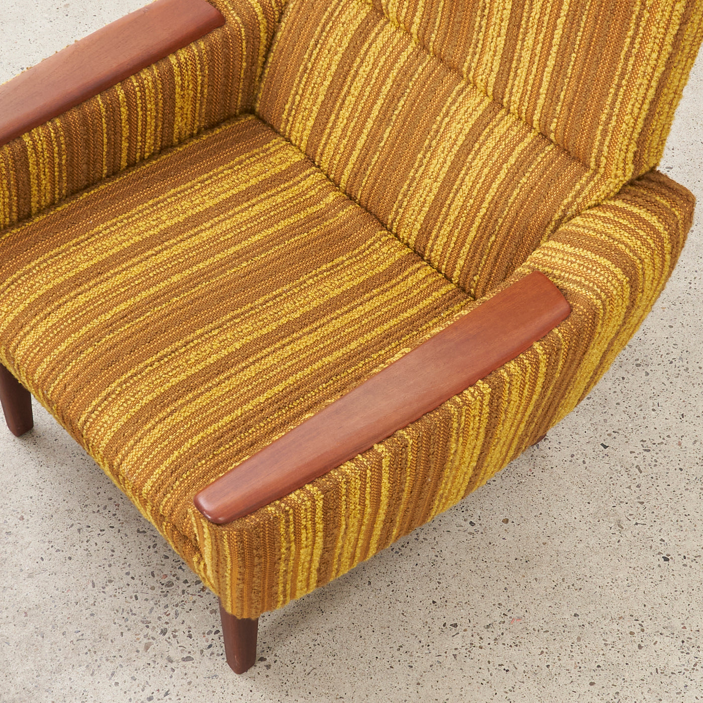 Upholstered Teak Lounge Chair w/ Ottoman