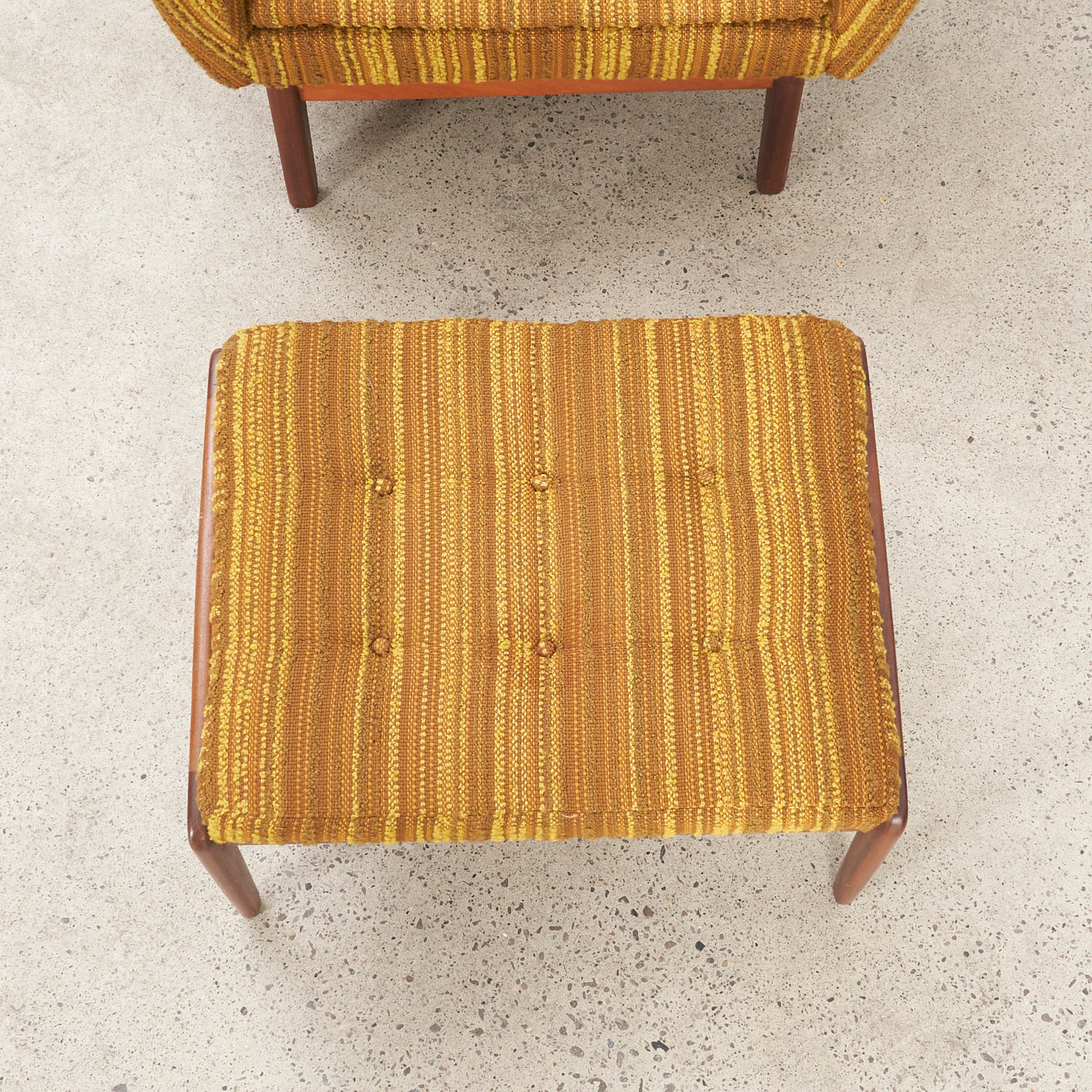 Upholstered Teak Lounge Chair w/ Ottoman