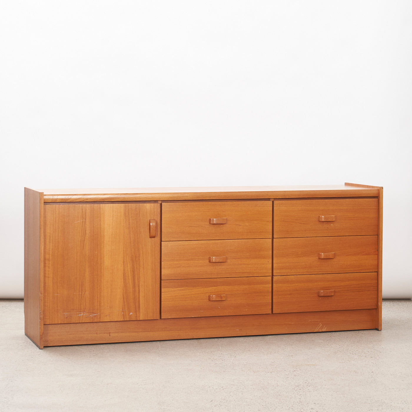 Teak 6-Drawer Dresser w/ Cabinet