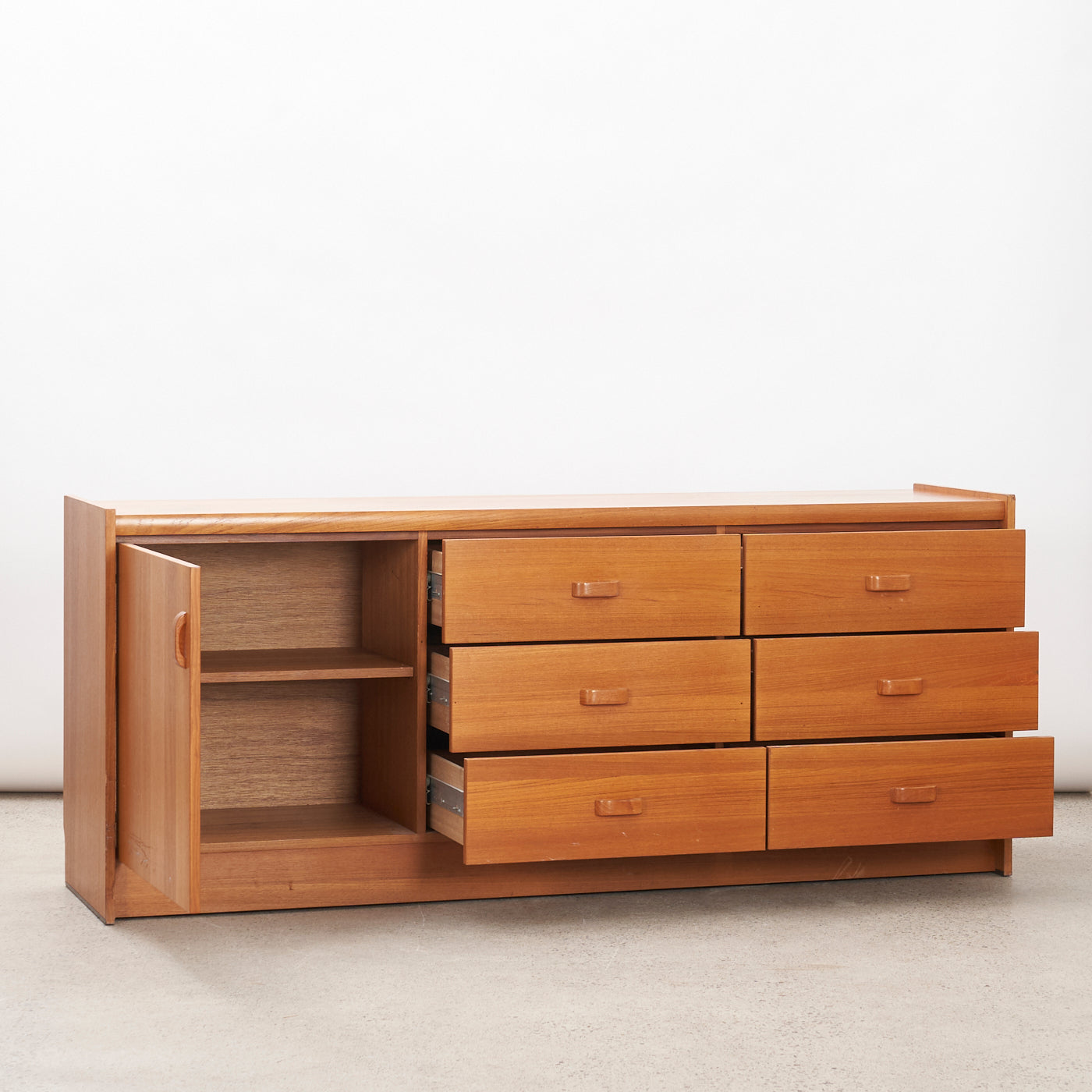 Teak 6-Drawer Dresser w/ Cabinet